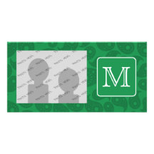 Beställnings- Monogram. Mörk - grön Paisley modell Foto Kort