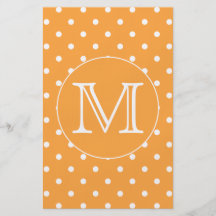 Beställnings- Monogram. Orange- och vitPolkaprick Personliga Flygblad