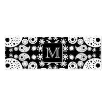 Beställnings- Monogram på den monokromma Paisley m Visitkort