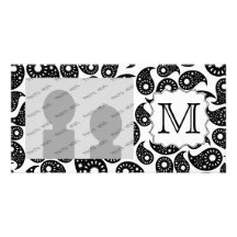 Beställnings- Monogram. Svartvit Paisley modell Anpassade Foto Kort