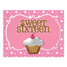 Beställnings- sweet sixteenparty för frostad muffi skräddarsydda inbjudan