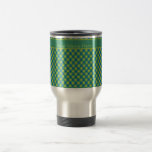Beställnings- travel mug-, blått- och gröntpolka d kaffe mugg