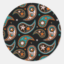 Besynnerlig Paisley turkos och orange Klistermärken