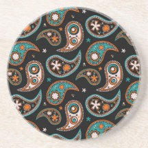 Besynnerlig Paisley turkos och orange Underlägg