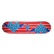Bevingad hjärta rött vitt blått Skatedeck Skate Deck