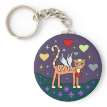 Bevingad pott med hjärta beställnings- Keychain Nyckel Ringar