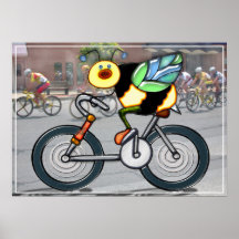 Bi på en cykel i en tävling affisch