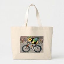 Bi på en cykel i en tävling tygkassar