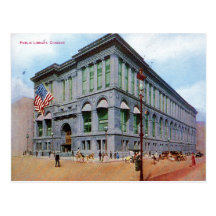 Bibliotek Chicago Illinois vintage 1917 Vykort