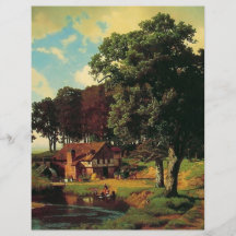 Bierstadt Albert, ett lantligt mal Flygblad Designs