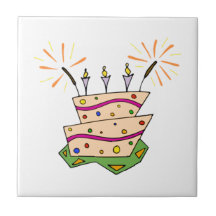 Birthday Cake Ceramic Tile