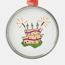 Birthday Cake Christmas Ornament
