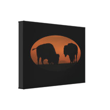 Bisonsolnedgång Sträckt Canvastryck