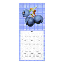 Blåbäret ringer och calendar kortet rackkort med full färg