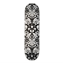 Black and white damask pattern skate board decks