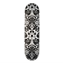 Black and white stylish damask pattern custom skateboard