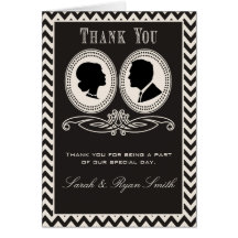 Black Chevron & Script Wedding Thank You Cards