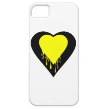 black heart with yellow dripping paint iPhone 5 covers