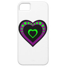 black purple and green heart iPhone 5 cases