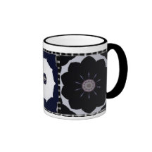 BLACK_WHITE_FLOWER KAFFE MUGGAR