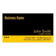 Black & Yellow Game Testing Business Card
