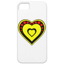 black yellow heart with red dots iPhone 5 cases