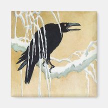 Blackbird i snö, Ikeda Koson Kylskåpmagneter