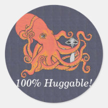 Bläckfisk- och främlingvän Huggable 100% Rund Klistermärke