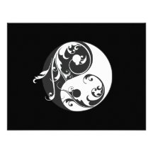 Bläddra det Yin Yang symbolet (svarten) Anpassningsbara Tillkännagivanden