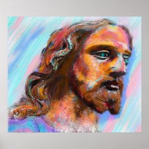 Blandade medelJesus som målar, Giclee på kanfas Posters
