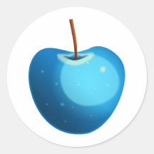 Blått Apple Rund Klistermärke