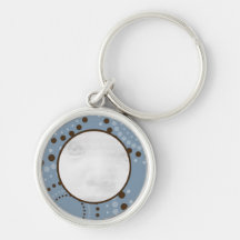 Blått & brunt Cirlce babyfoto Keychain Nyckelringar