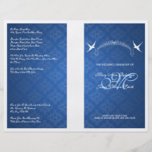 Blått för Monogram för elegant bröllopprogramfågla Custom Flyer