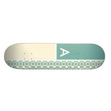 Blått-Grönt och krämblommigt; Gulligt Skateboard Deck