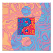Blått- och orangeYin Yang symbol Fotografi