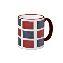 blått och röd kontroll kaffe kopp
