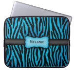 Blått- och svartzebra ränderlaptop sleeve laptopskydd