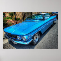 Blått Oldsmobile Affisch