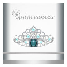 Blått Quinceanera för silverTiarakricka Anpassade Inbjudningskort