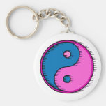 Blått rosa Windblown Yin Yang Nyckel Ringar