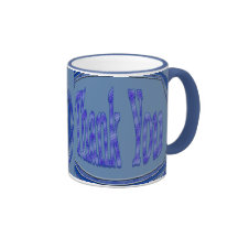 Blått tackar dig cirklar kaffe muggar