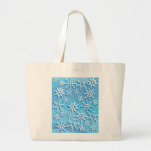 Blått vinkar snöflingor tote bags