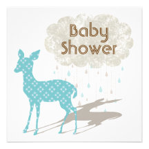 BlåttBambi baby shower Inviation Personliga Tillkännagivande
