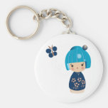 BlåttKokeshi Triplet Keychain Nyckelring