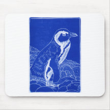 BlåttLinocut pingvin Mus Mattor