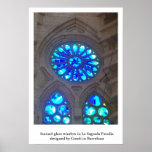 Blåttmålat glass i La Sagrada Familia Affisch
