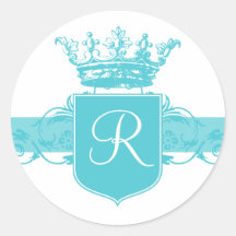BlåttMonogram Runda Klistermärken