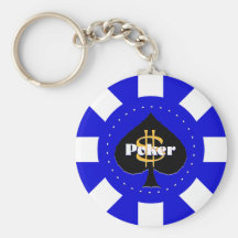 Blåttpokerchip Keychain Nyckelring