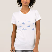 Blåttsnäckskal- och sjöstjärnamönster tee shirts