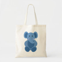 Blåtttecknadelefant Tote Bags